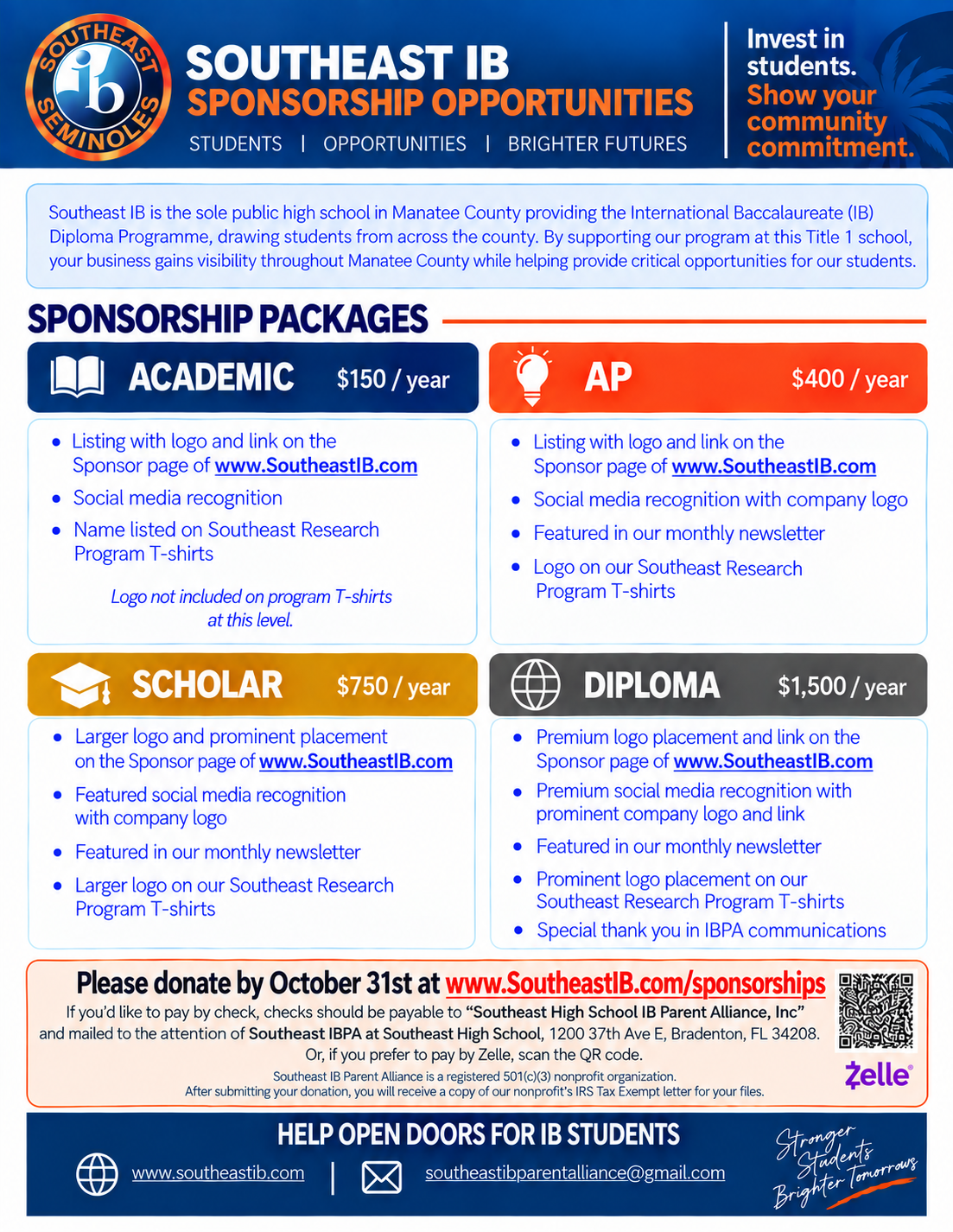 Southeast IB Sponsorship Opportunities